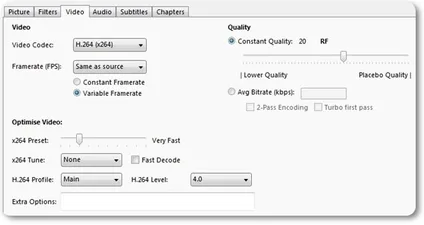 HandBrake screenshot 2